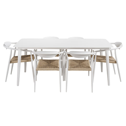 Sicily Outdoor 7pc Rectangle Dining Set – White - Glicks Furniture
