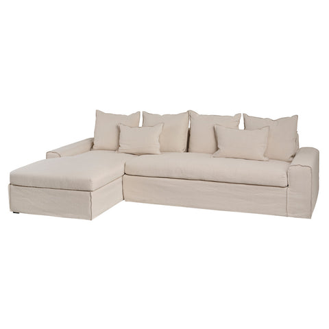 Tuscany Chaise Ivory Fabric Sofa - Glicks Furniture