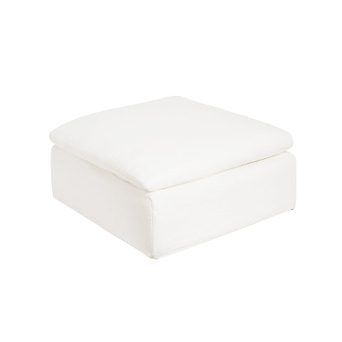 Milan White Fabric Ottoman - Glicks Furniture