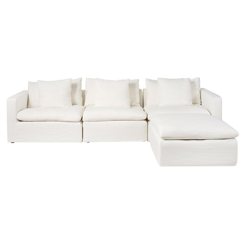 Milan Modular White Fabric Sofa 4 Piece - Glicks Furniture