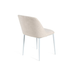 Dalia Dining Chair Ivory Fabric White Steel Leg
