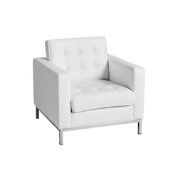 Florence Knoll White Leather Lounge Chair Replica