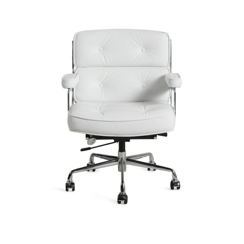 Eames Office Work Chair White Genuine Leather Replica - Glicks Furniture