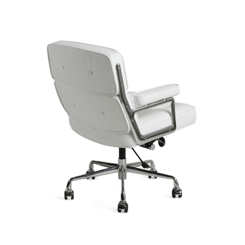 Eames Office Work Chair White Genuine Leather Replica - Glicks Furniture