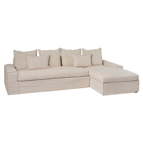 Tuscany Chaise Ivory Fabric Sofa - Glicks Furniture