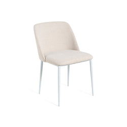 Dalia Dining Chair Ivory Fabric White Steel Leg
