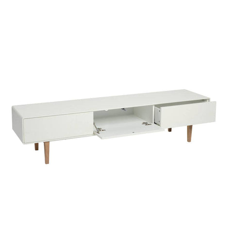 Aria Entertainment Unit 180cm White and Natural Feet