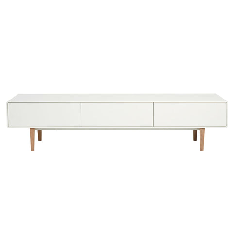 Aria Entertainment Unit 180cm White and Natural Feet