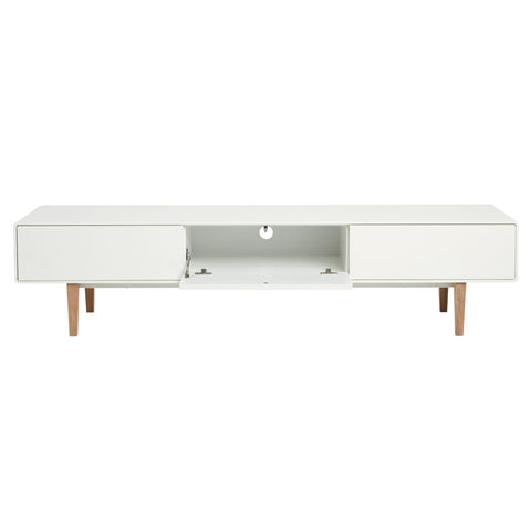 Aria Entertainment Unit 180cm White and Natural Feet
