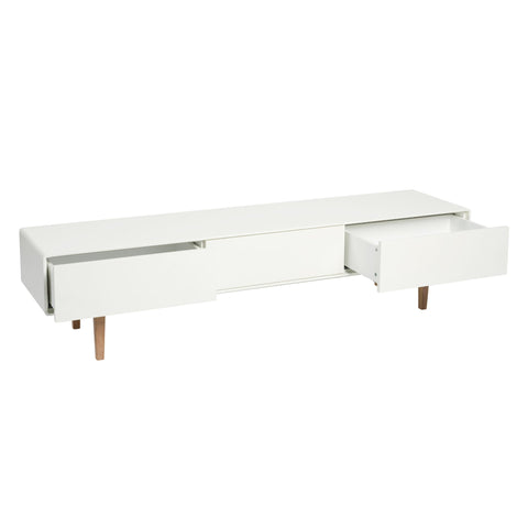 Aria Entertainment Unit 180cm White and Natural Feet