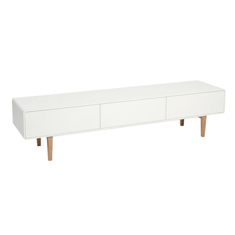 Aria Entertainment Unit 180cm White and Natural Feet