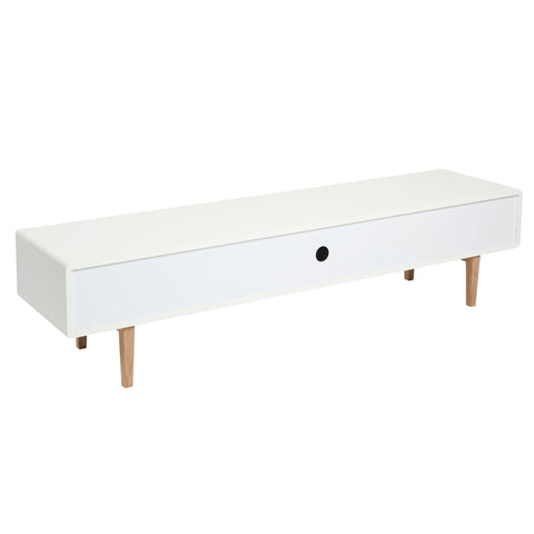 Aria Entertainment Unit 180cm White and Natural Feet