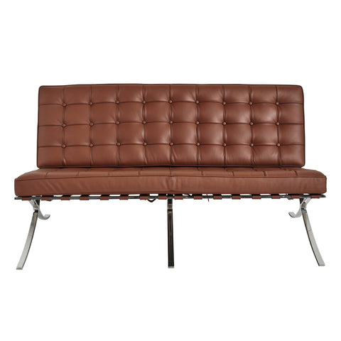 Barcelona 3 Seater Couch Tan Leather Replica - Glicks Furniture