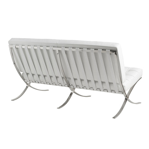 Barcelona 2 Seater Couch White Leather Replica - Glicks Furniture