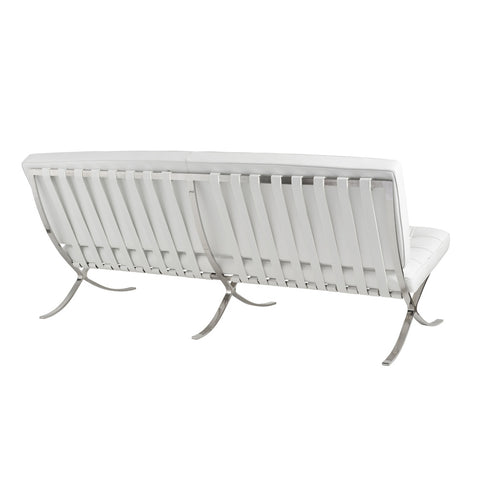 Barcelona 3 Seater Couch White Leather Replica - Glicks Furniture