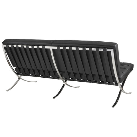 Barcelona 3 Seater Couch Black Leather Replica - Glicks Furniture