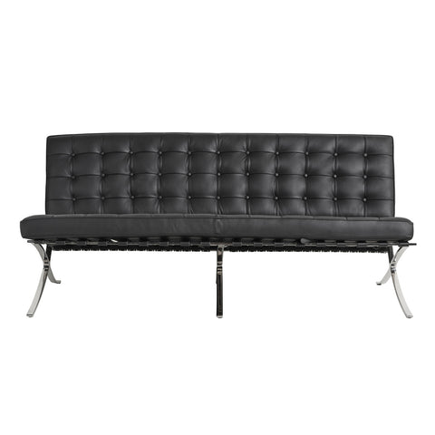 Barcelona 3 Seater Couch Black Leather Replica - Glicks Furniture