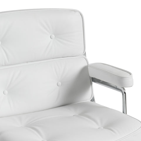 Eames Office Work Chair White Genuine Leather Replica - Glicks Furniture