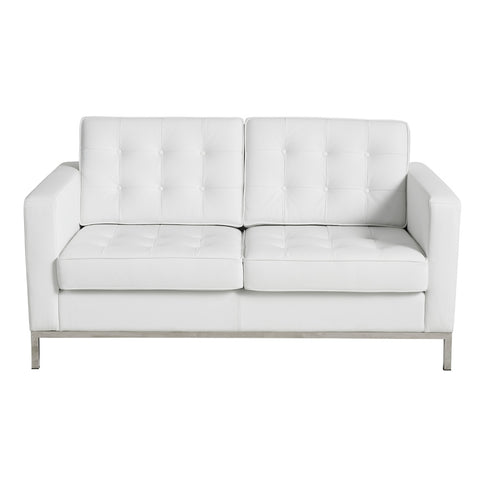 Florence Knoll Leather 2 Seater White Lounge Replica - Glicks Furniture