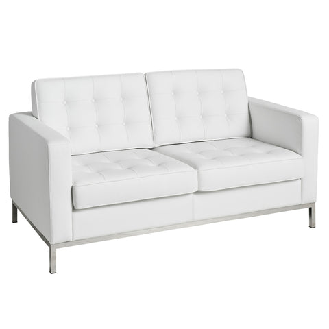 Florence Knoll Leather 2 Seater White Lounge Replica - Glicks Furniture