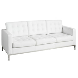 Florence Knoll Leather 3 Seater White Sofa Replica