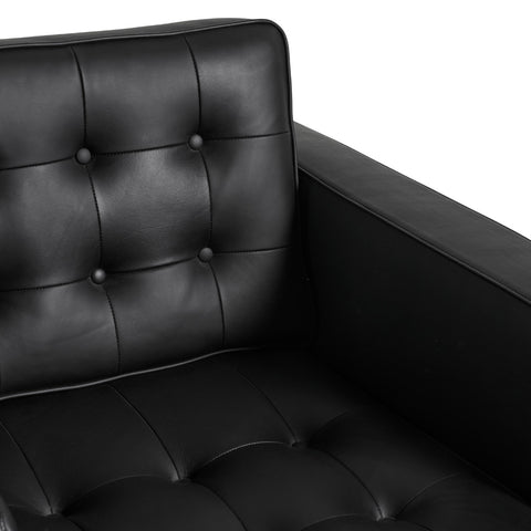 Florence Knoll Leather 3 Seater Sofa Replica Black - Glicks Furniture