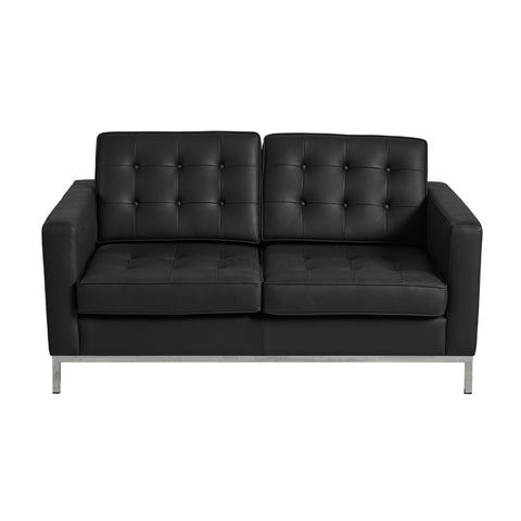 Florence Knoll Leather 2 Seater Sofa Replica Black - Glicks Furniture