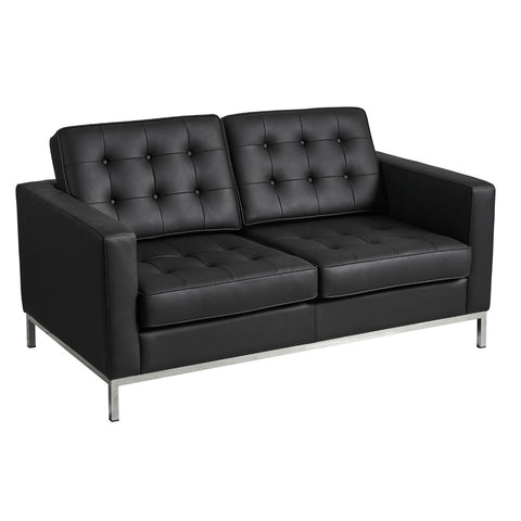 Florence Knoll Leather 2 Seater Sofa Replica Black - Glicks Furniture