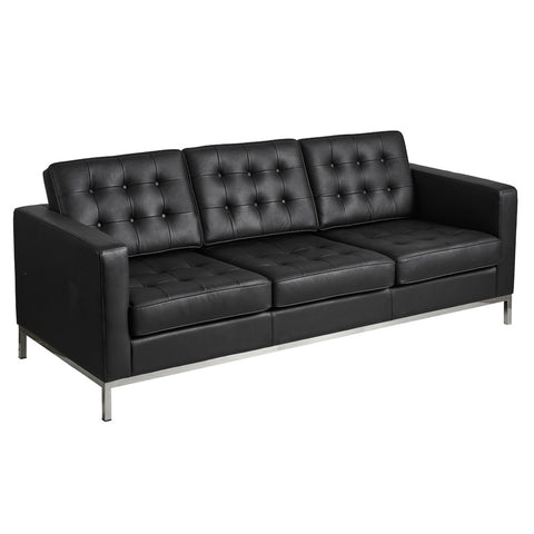 Florence Knoll Leather 3 Seater Sofa Replica Black - Glicks Furniture