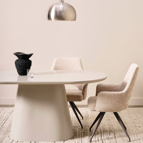 Lorenzo Oval Dining Table Taupe 160cm - Glicks Furniture