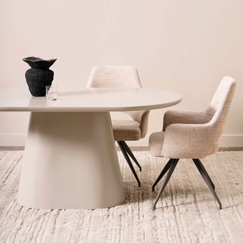 Lorenzo Oval Dining Table Taupe 160cm - Glicks Furniture
