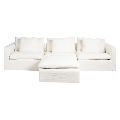 Milan Modular White Linen Fabric Sofa