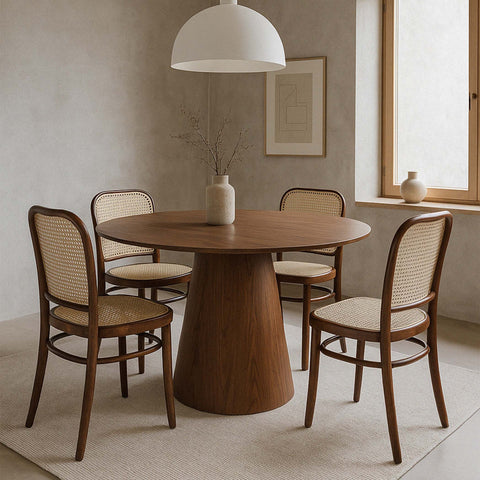 Moon Round Dining Table Walnut 120cm