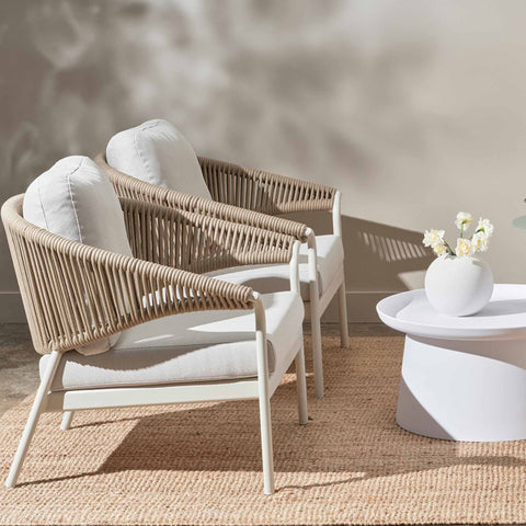 Mykonos Outdoor 3 Piece Lounge Set Ivory White - Glicks Furniture
