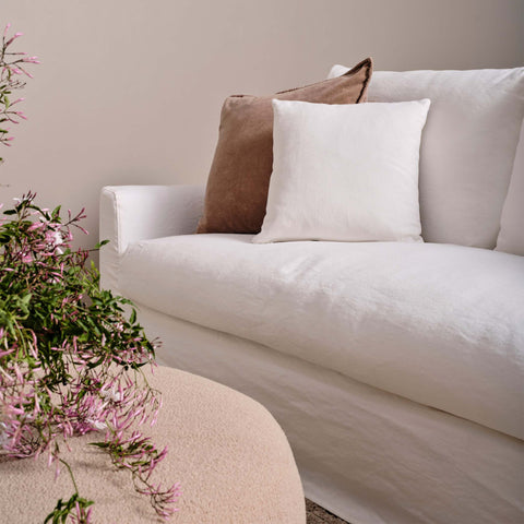 Naples 3.5 Seater White Fabric Sofa - Glicks Furniture