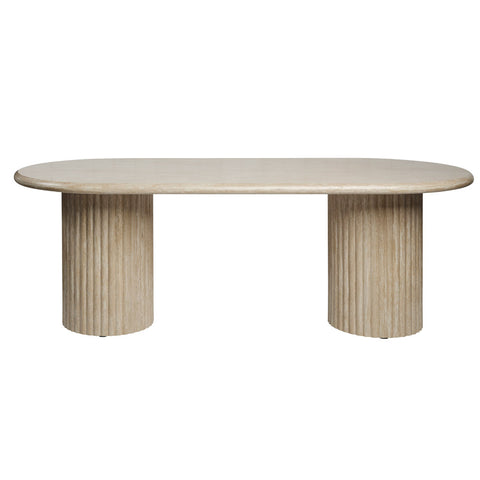 Noir Oval Dining Table Travertine-Look 220cm