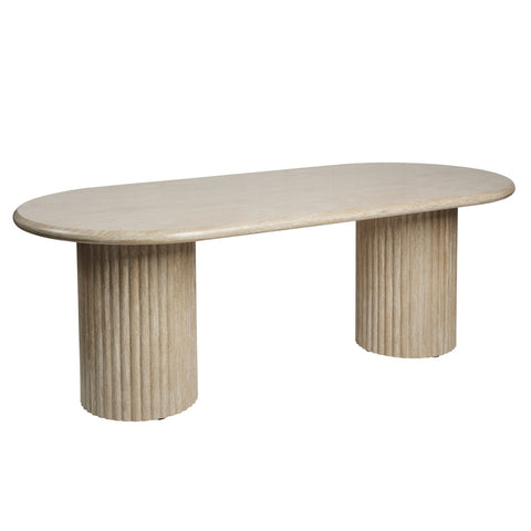 Noir Oval Dining Table Travertine-Look 220cm