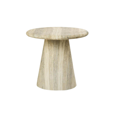 Paris Round Outdoor Side Table – Grey Travertine Look