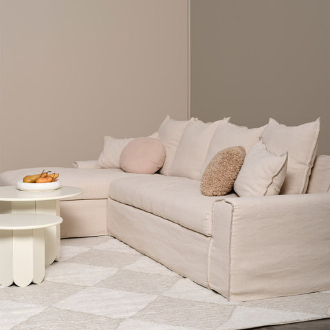 Tuscany Chaise Ivory Fabric Sofa - Glicks Furniture