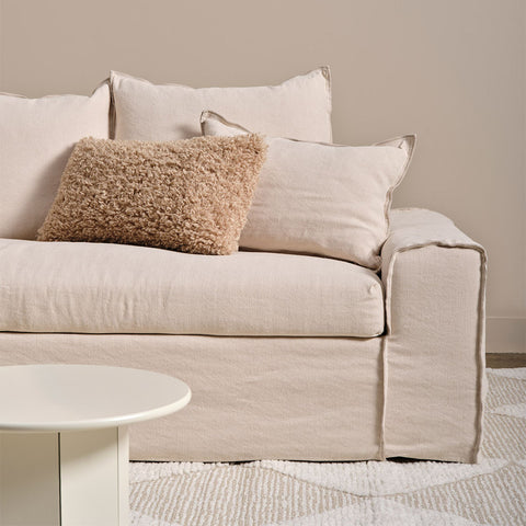 Tuscany Chaise Ivory Fabric Sofa - Glicks Furniture