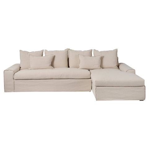 Tuscany Chaise Ivory Fabric Sofa