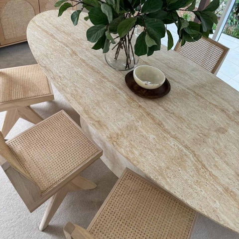 Amalfi Oval Dining Table Travertine Look - Outdoor