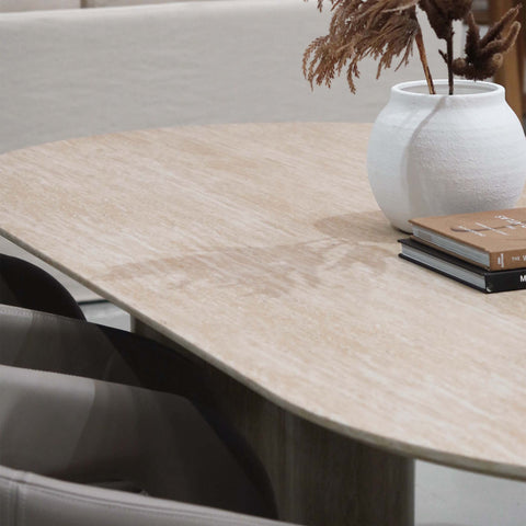 Bronte Oval Dining Table Travertine-Look 200cm
