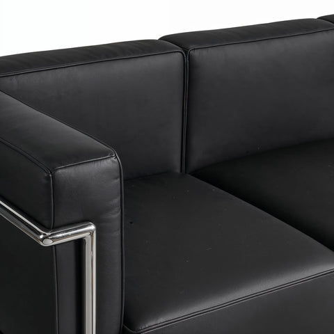 Le Corbusier LC3 Leather 3 Seater Black Replica - Glicks Furniture