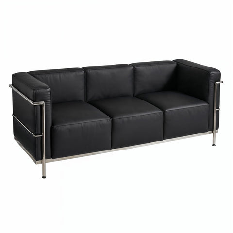 Le Corbusier LC3 Leather 3 Seater Black Replica - Glicks Furniture