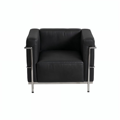Le Corbusier LC3 Leather Chair Seater Black Replica - Glicks Furniture