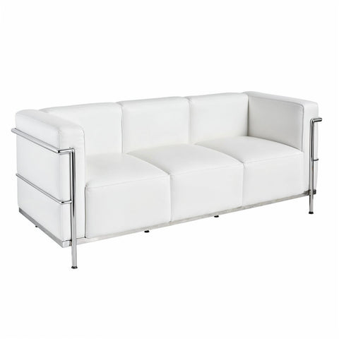 Le Corbusier LC3 Leather 3 Seater White Replica - Glicks Furniture