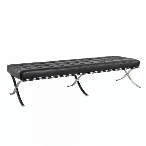 Barcelona 3 Seater Black Leather Grande Ottoman Replica - Glicks Furniture