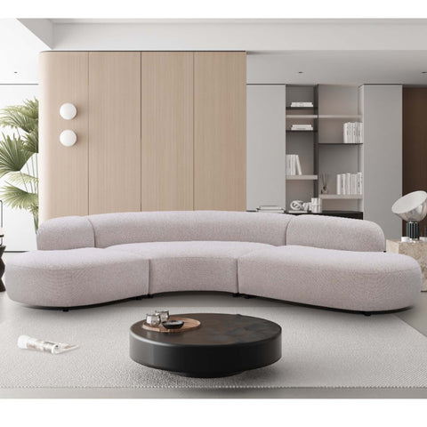 Montana Curved 3 Seater Sofa Beige Fabric