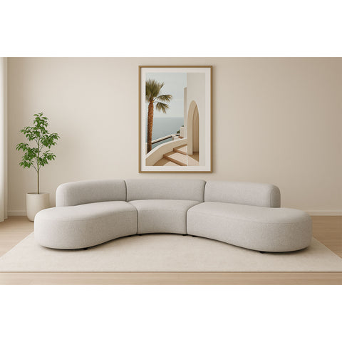 Montana Curved 3 Seater Sofa Beige Fabric